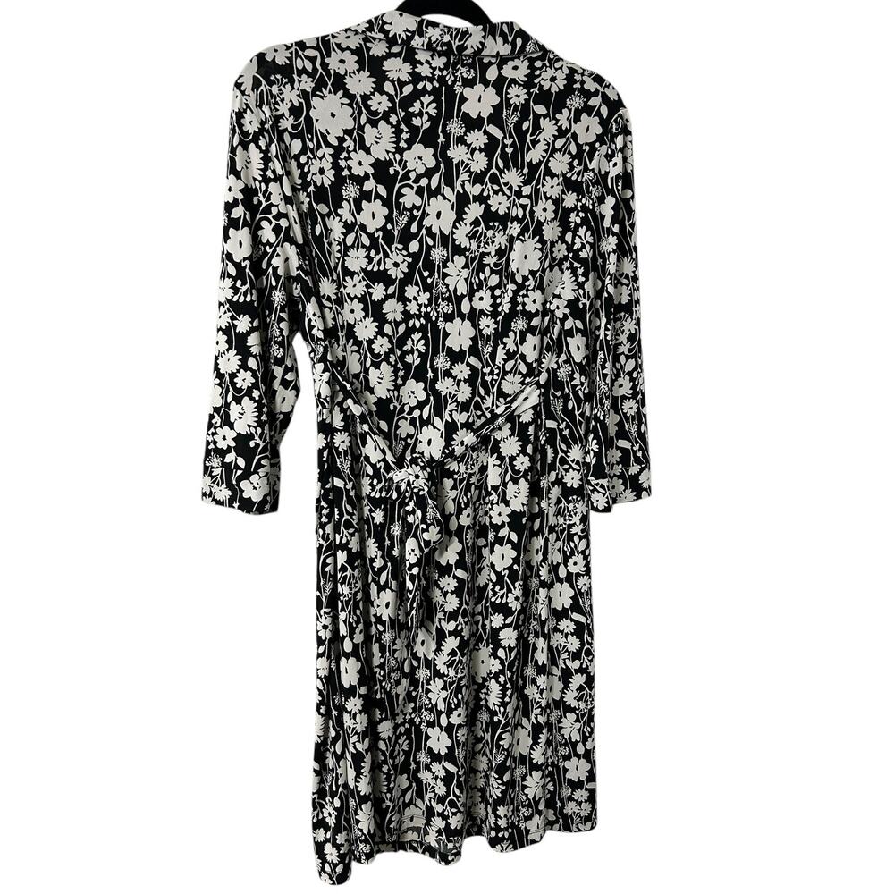 Motherhood Maternity Black White Floral Midi Wrap Dress Size Large Jersey‎ - Picture 2 of 7